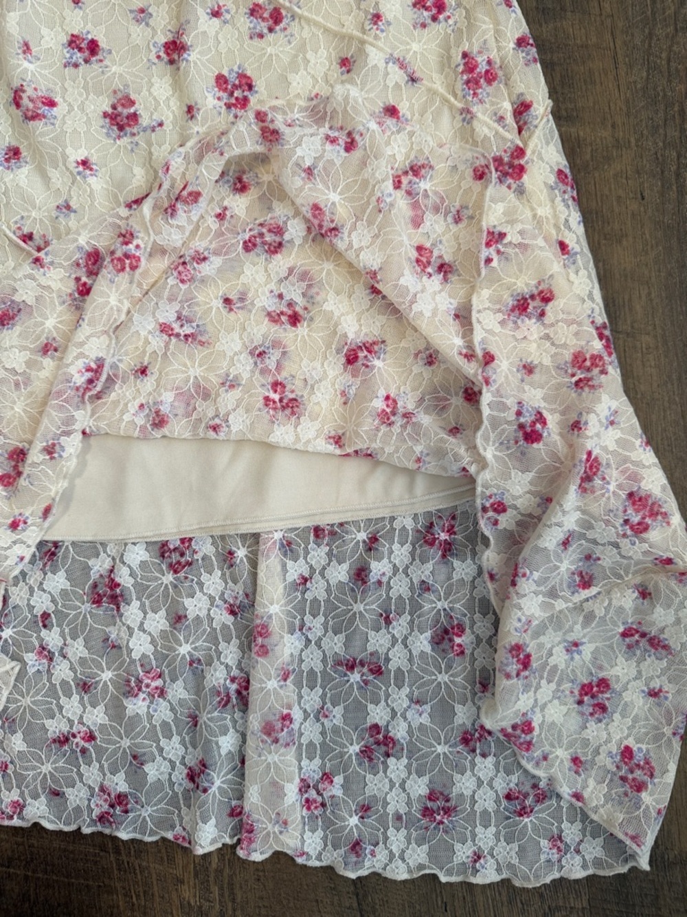 NWT Art Class Girls Floral Asymmetrical Pink Lace Midi Skirt Size Large 10/12 - Picture 8 of 11